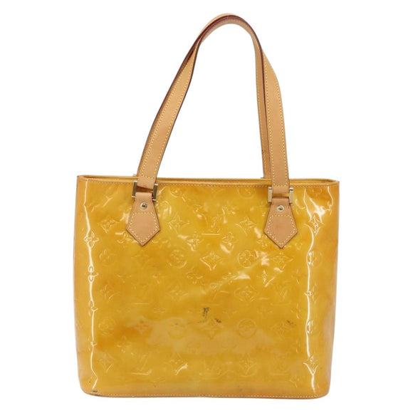 LOUIS VUITTON Monogram Vernis Houston Hand Bag Beige M91004 LV Auth th6347