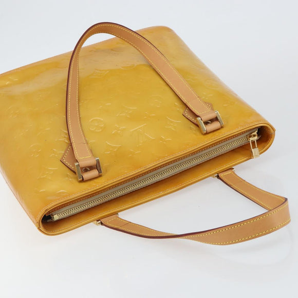 LOUIS VUITTON Monogram Vernis Houston Hand Bag Beige M91004 LV Auth th6347