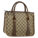 GUCCI GG Supreme Web Sherry Line Hand Bag PVC Beige 58 02 039 Auth th6355-1