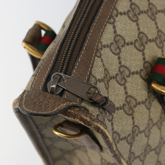 GUCCI GG Supreme Web Sherry Line Hand Bag PVC Beige 58 02 039 Auth th6355