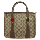 GUCCI GG Supreme Web Sherry Line Hand Bag PVC Beige 58 02 039 Auth th6355-2