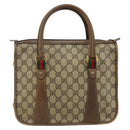 GUCCI GG Supreme Web Sherry Line Hand Bag PVC Beige 58 02 039 Auth th6355-3