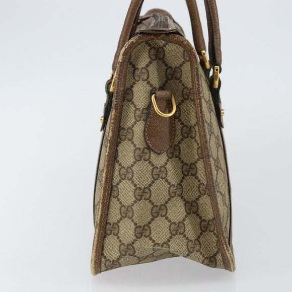 GUCCI GG Supreme Web Sherry Line Hand Bag PVC Beige 58 02 039 Auth th6355