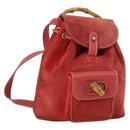 GUCCI Bamboo Backpack Suede Red Gold 003 2058 0030 Auth th6356-1