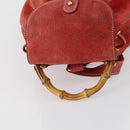 GUCCI Bamboo Backpack Suede Red Gold 003 2058 0030 Auth th6356-6