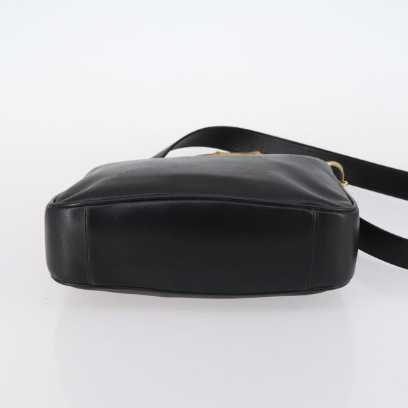 GUCCI Bamboo Hand Bag Leather 2way Black Gold 001 1638 Auth th6357