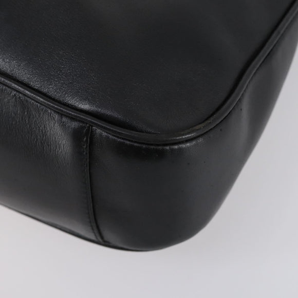 GUCCI Bamboo Hand Bag Leather 2way Black Gold 001 1638 Auth th6357