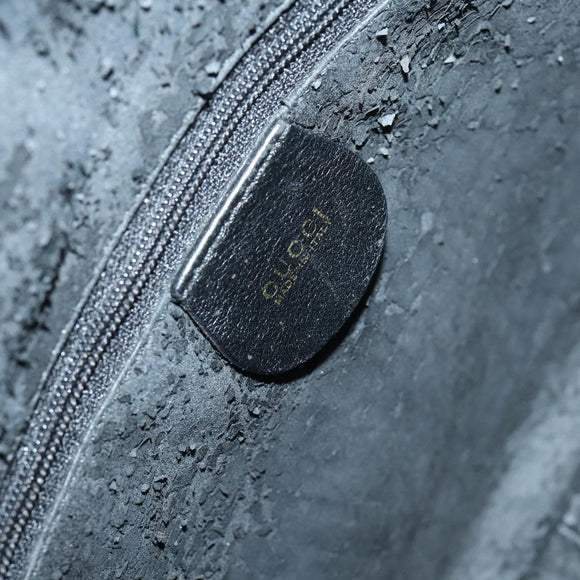 GUCCI Bamboo Hand Bag Leather 2way Black Gold 001 1638 Auth th6357