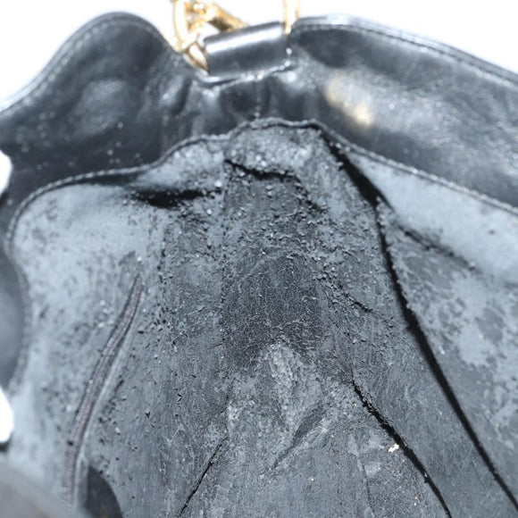 GUCCI Bamboo Hand Bag Leather 2way Black Gold 001 1638 Auth th6357