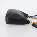GUCCI Bamboo Hand Bag Leather 2way Black Gold 001 1638 Auth th6357-3