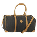 FENDI Pecan Canvas Boston Bag Coated Canvas 2way Black Brown Auth th6359-1