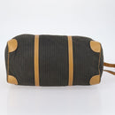 FENDI Pecan Canvas Boston Bag Coated Canvas 2way Black Brown Auth th6359-5