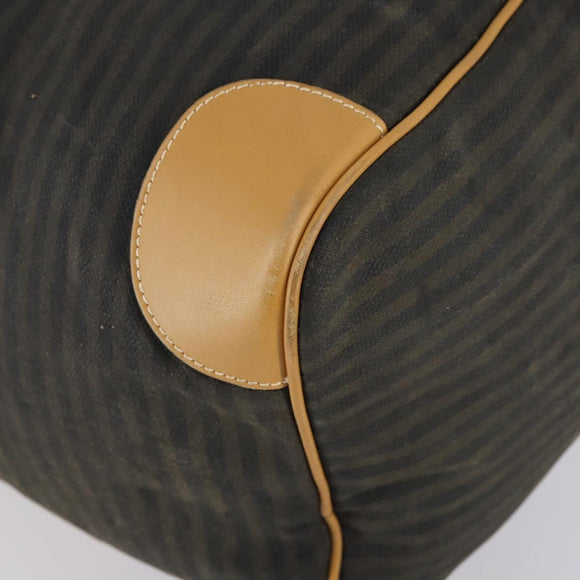 FENDI Pecan Canvas Boston Bag Coated Canvas 2way Black Brown Auth th6359