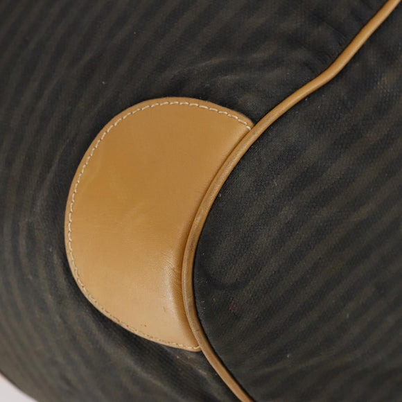 FENDI Pecan Canvas Boston Bag Coated Canvas 2way Black Brown Auth th6359