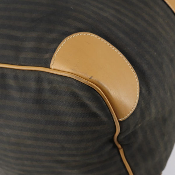 FENDI Pecan Canvas Boston Bag Coated Canvas 2way Black Brown Auth th6359