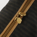 FENDI Pecan Canvas Boston Bag Coated Canvas 2way Black Brown Auth th6359-11