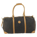 FENDI Pecan Canvas Boston Bag Coated Canvas 2way Black Brown Auth th6359-2