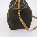 FENDI Pecan Canvas Boston Bag Coated Canvas 2way Black Brown Auth th6359-4