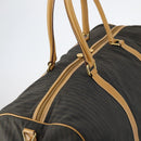 FENDI Pecan Canvas Boston Bag Coated Canvas 2way Black Brown Auth th6359-6