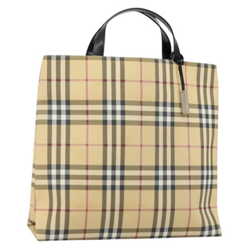 BURBERRY Nova Check Hand Bag PVC Beige Auth th6360