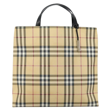 BURBERRY Nova Check Hand Bag PVC Beige Auth th6360 - 0