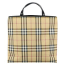 BURBERRY Nova Check Hand Bag PVC Beige Auth th6360-3