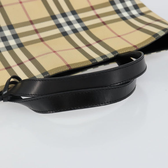 BURBERRY Nova Check Hand Bag PVC Beige Auth th6360