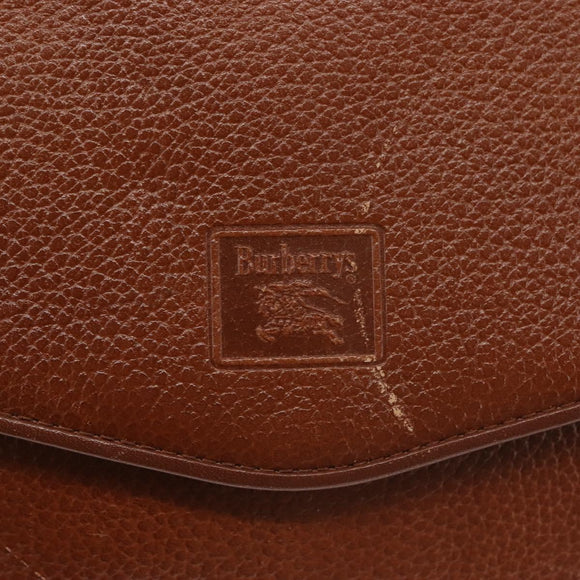 Burberrys Shoulder Bag Leather Brown Gold Auth th6364