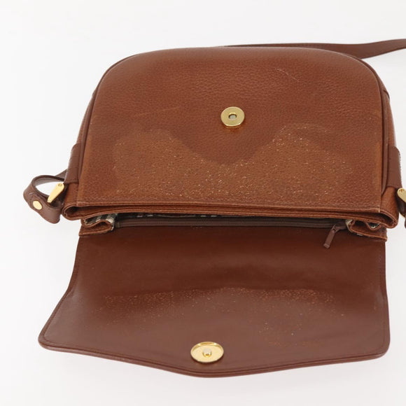 Burberrys Shoulder Bag Leather Brown Gold Auth th6364