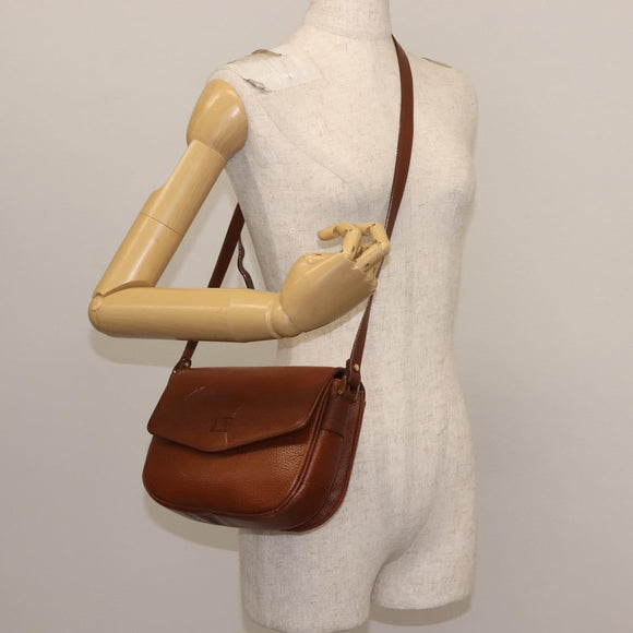 Burberrys Shoulder Bag Leather Brown Gold Auth th6364