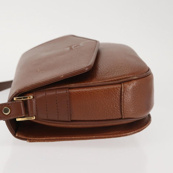 Burberrys Shoulder Bag Leather Brown Gold Auth th6364