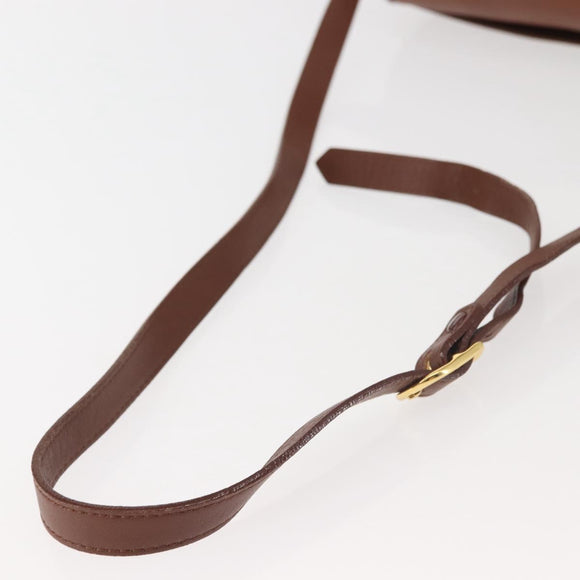 Burberrys Shoulder Bag Leather Brown Gold Auth th6364