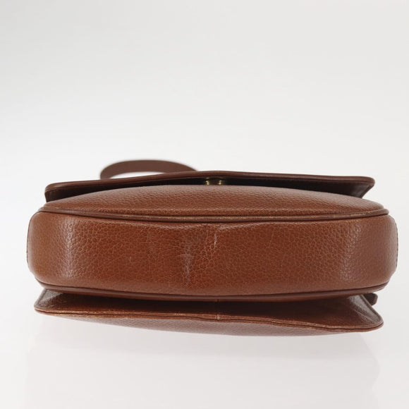 Burberrys Shoulder Bag Leather Brown Gold Auth th6364