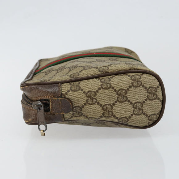 GUCCI GG Supreme Web Sherry Line Clutch Bag PVC Beige Red 75 01 012 Auth th6368