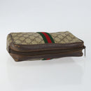 GUCCI GG Supreme Web Sherry Line Clutch Bag PVC Beige Red 75 01 012 Auth th6368-5