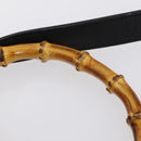 GUCCI Bamboo Hand Bag Suede Leather 2way Black Gold 001 3444 1638 Auth th6369-15