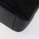 GUCCI Bamboo Hand Bag Suede Leather 2way Black Gold 001 3444 1638 Auth th6369-9