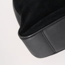 GUCCI Bamboo Hand Bag Suede Leather 2way Black Gold 001 3444 1638 Auth th6369-16