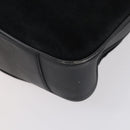 GUCCI Bamboo Hand Bag Suede Leather 2way Black Gold 001 3444 1638 Auth th6369-17