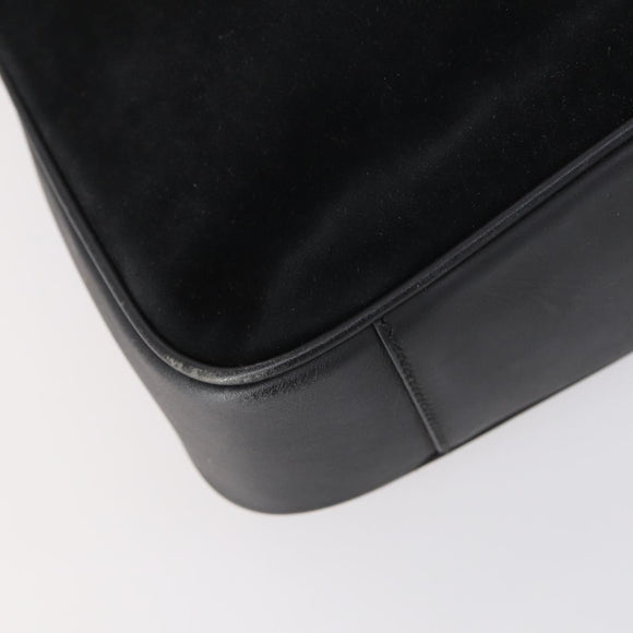 GUCCI Bamboo Hand Bag Suede Leather 2way Black Gold 001 3444 1638 Auth th6369