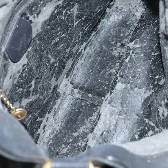 GUCCI Bamboo Hand Bag Suede Leather 2way Black Gold 001 3444 1638 Auth th6369