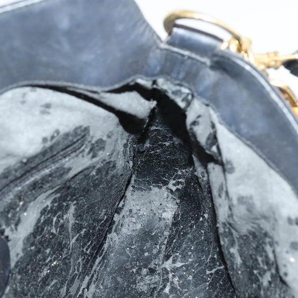 GUCCI Bamboo Hand Bag Suede Leather 2way Black Gold 001 3444 1638 Auth th6369