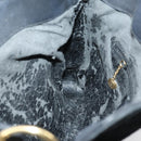 GUCCI Bamboo Hand Bag Suede Leather 2way Black Gold 001 3444 1638 Auth th6369-20