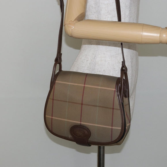 Burberrys Nova Check Shoulder Bag Canvas Beige Gold Auth th6370