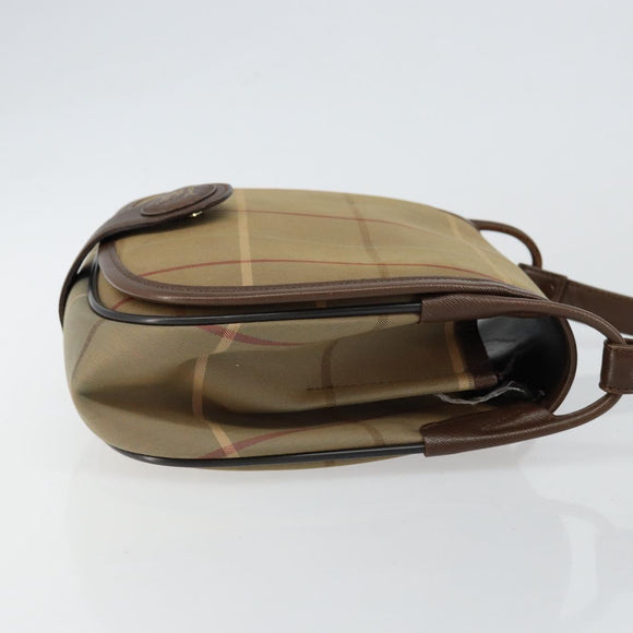 Burberrys Nova Check Shoulder Bag Canvas Beige Gold Auth th6370