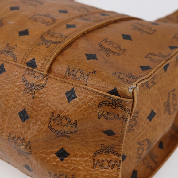 MCM Logogram Vicetos Tote Bag PVC Leather Brown Gold Auth th6372