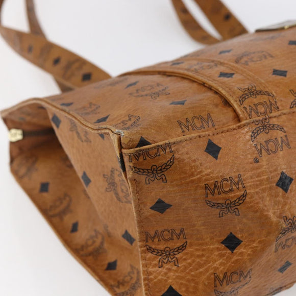 MCM Logogram Vicetos Tote Bag PVC Leather Brown Gold Auth th6372