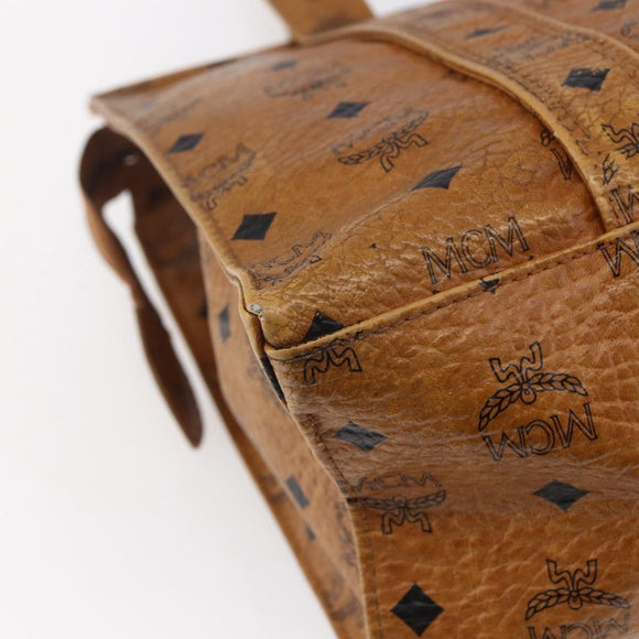 MCM Logogram Vicetos Tote Bag PVC Leather Brown Gold Auth th6372