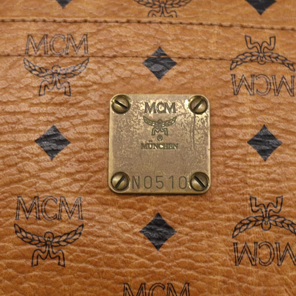 MCM Logogram Vicetos Tote Bag PVC Leather Brown Gold Auth th6372