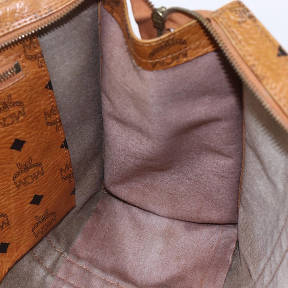 MCM Logogram Vicetos Tote Bag PVC Leather Brown Gold Auth th6372